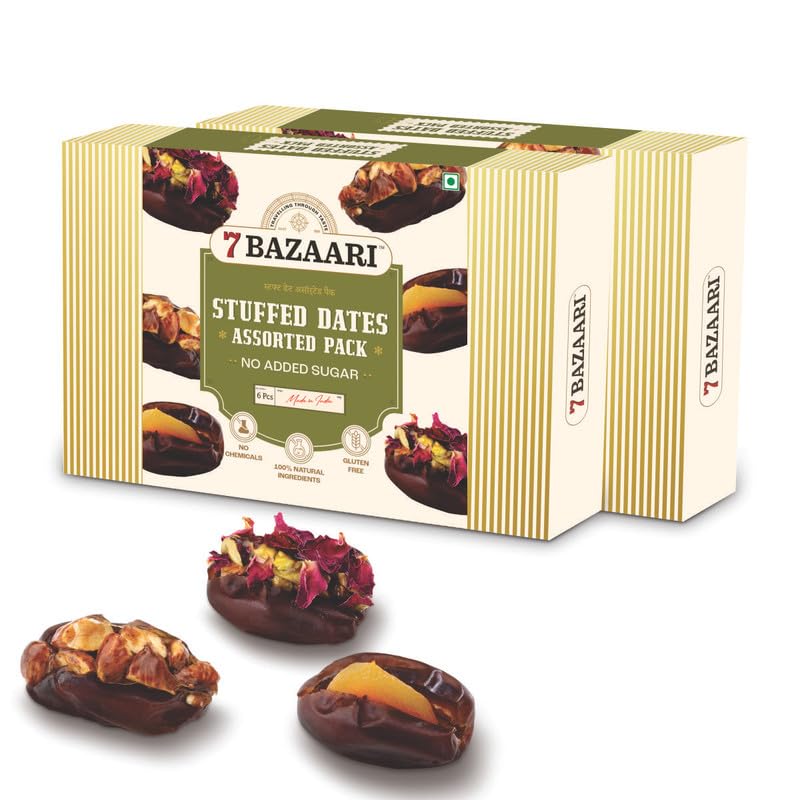 See full amazon price history chart for 7 BAZAARI Healthy Stuffed Dates Assorted - No Added Sugar, Gluten Free, Natural Ingredients - Pistachio Rose, Almond Honey, Apricot - 12 Pieces (Pack of 2) - 240g - Indian Sweets, Premium Mithai, Festive Delights, Delicious Protein-Rich Laddu, Health 7 BAZAARI Healthy Stuffed Dates Assorted - No Added Sugar, Gluten Free, Natural Ingredients - Pistachio Rose, Almond Honey, Apricot - 12 Pieces (Pack of 2) - 240g - Indian Sweets, Premium Mithai, Festive Delights, Delicious Protein-Rich Laddu, Health (B0D87JNCBQ) Amazon Price History, Amazon Price Tracker