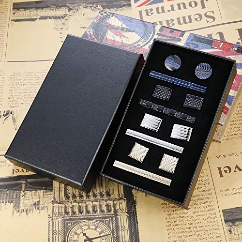 Jstyle Father Day's Gift For Dad Tie Clip And Cufflink Set For Mens Tie Bar Clips Cufflinks Shirt Wedding Business With Gift Box #TOP6