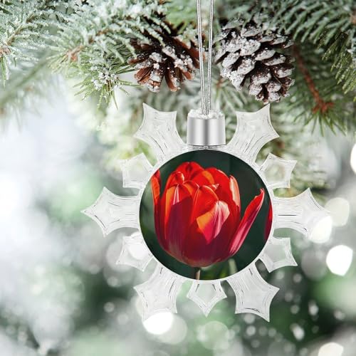 Pendentif flocon de neige de Noël rouge chic pour décoration de sapin et table de fête