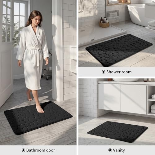 Image of Memory Foam Bath Mat Cobblestone Bathroom Rugs Bath Mats for Bathroom Machine Washable Bath Rugs