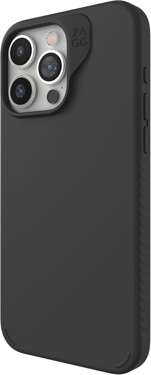 Funda Manhattan Snap para iPhone 15 Pro Max - Funda de silicona premium para iPhone, material de grafeno duradero, superficie lisa con un cómodo agarre ondulado, funda MagSafe para teléfono, color negro