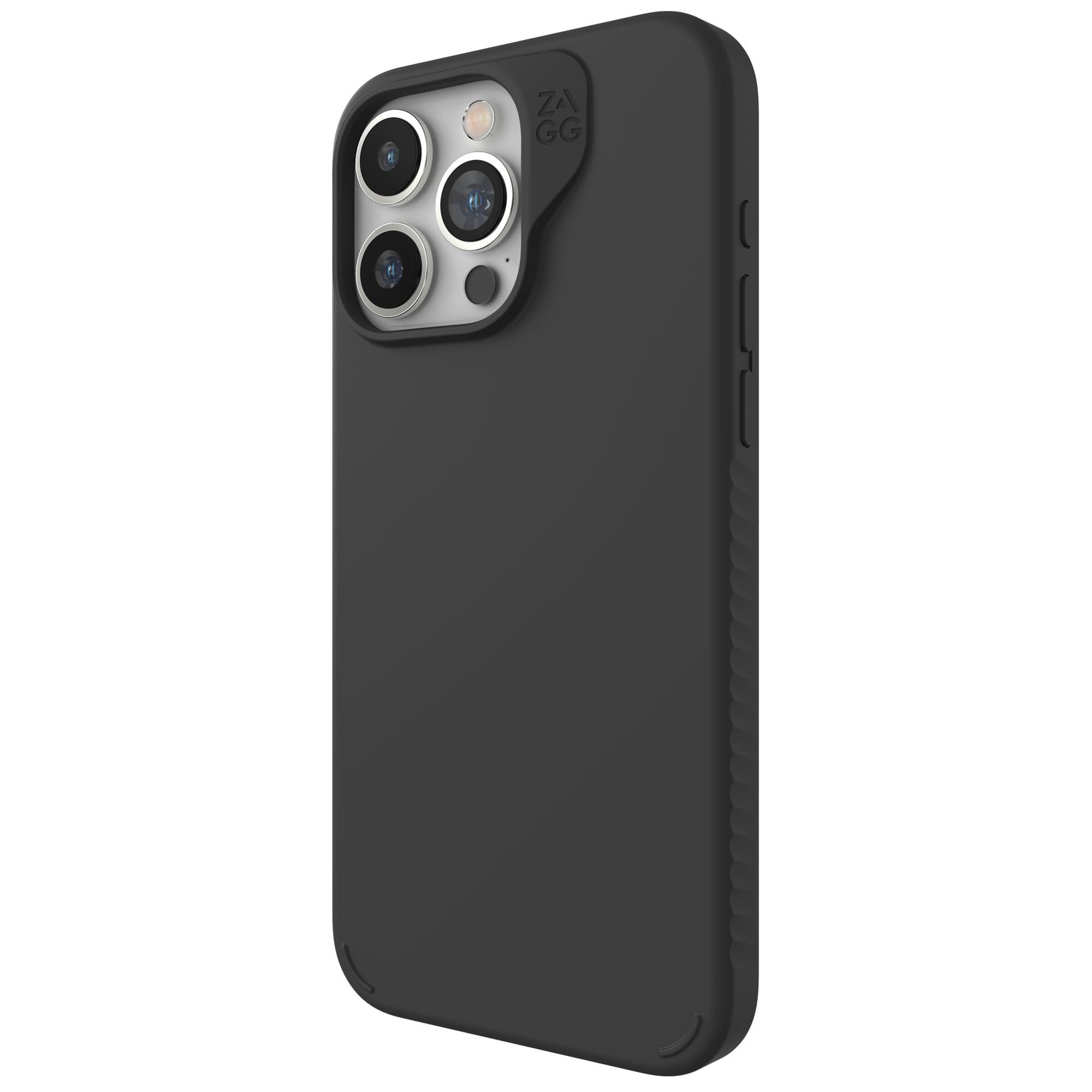 ZAGG Manhattan Snap iPhone 15 Pro Max Case - Premium Silicone iPhone Case, Durable Graphene Material, Smooth Surface with a Comfortable Ripple Grip, MagSafe Phone Case, Black