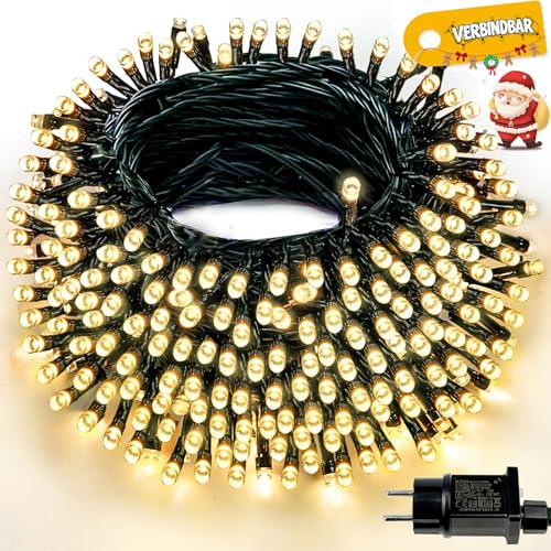 20m Lichterkette Weihnachtsbaum | 200 LED Warmweiß Lichterkette...