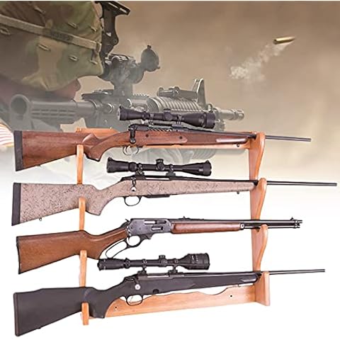 ZPCSAWA Soporte de Madera para Rifle de Montaje en Pared para 4 Rifles Cover