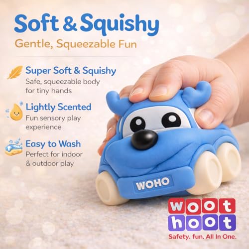 Image of Soft, Safe & Scented Reindeer for Toddlers 1-3years-Blue, BPA-Free, Chewsafe Vehicle. Sensory, Motor Skill Development, Food Grade, Baby Cars 6-12 Months+, One-Piece Design Infant Toys