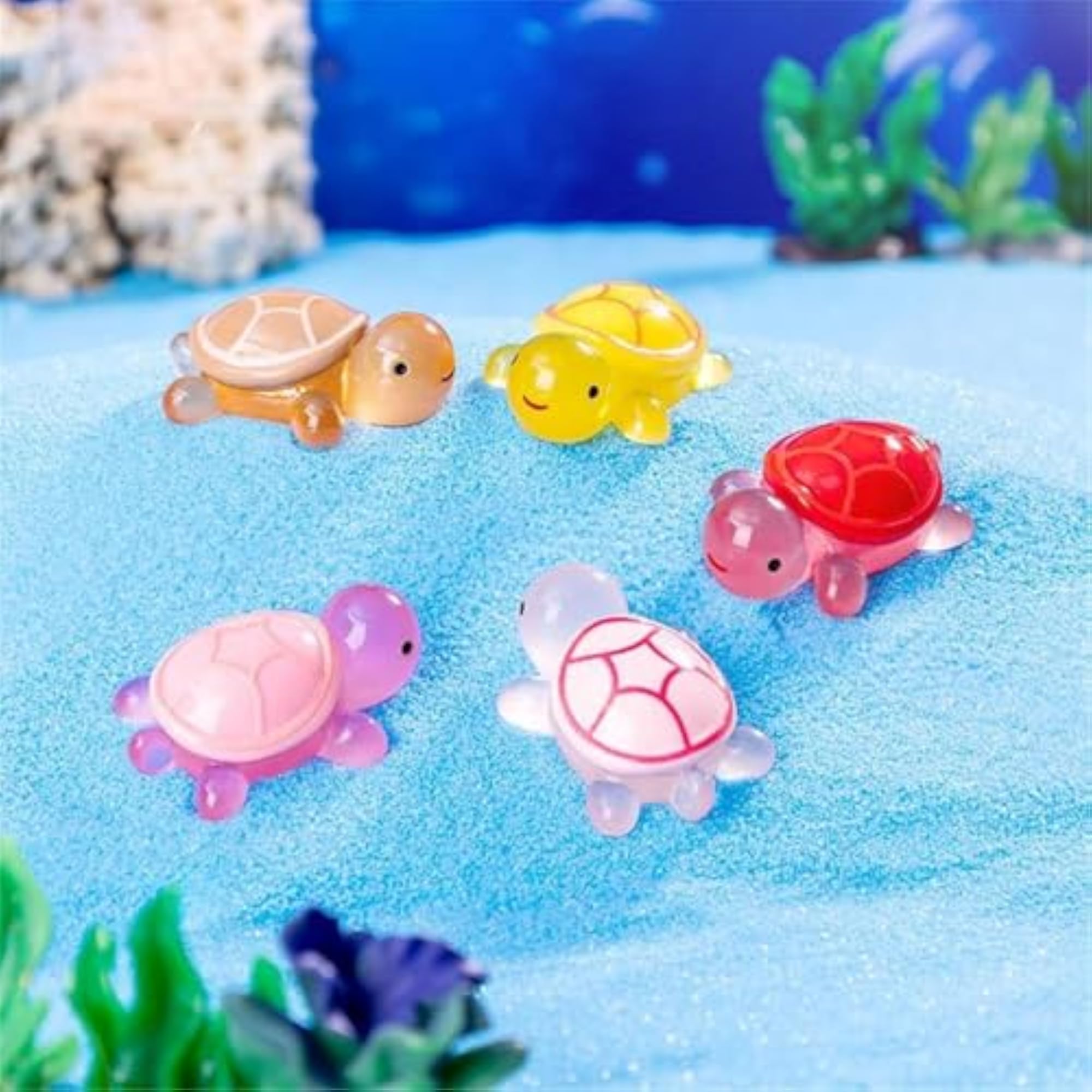 20 Pc Small Luminous 3D Turtle Statues, Colourful Ornaments