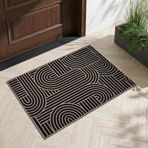 GarveeHome Rainbow Easy Jute Rug 2x3 Entryway Rug Indoor Outdoor Front Door Mat Neutral Non Slip Non Shedding Washable Farmhouse Kitchen Carpet