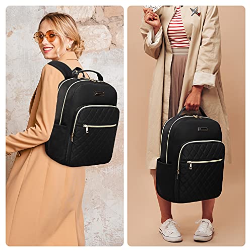 Modoker 15.6 Inch Laptop Backpack For Women, Quilted Work Backpack For Women Bookbag Teacher Backpack, Travel Backpack With Usb Charging Port, Backpack Purse For Women Nurse, Black #TOP6