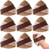 Mxxipp Dreieckige Fingerpuderquaste, tragbare Mini-Gesichts-Schmink-Pads, Velours-Kosmetikschwamm, Werkzeug zum Verblenden von losem Puder, Foundation, Concealer, Braun, 10 Stück