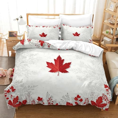 Parure de lit feuille d'érable rouge 140x200 en microfibre 3D