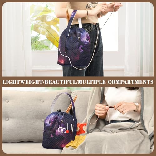Image of Yarn Storage Bag Small Crochet Bag Knitting Bag Organizer Dragon Pterosaur Yarn Bags for Crocheting Basket