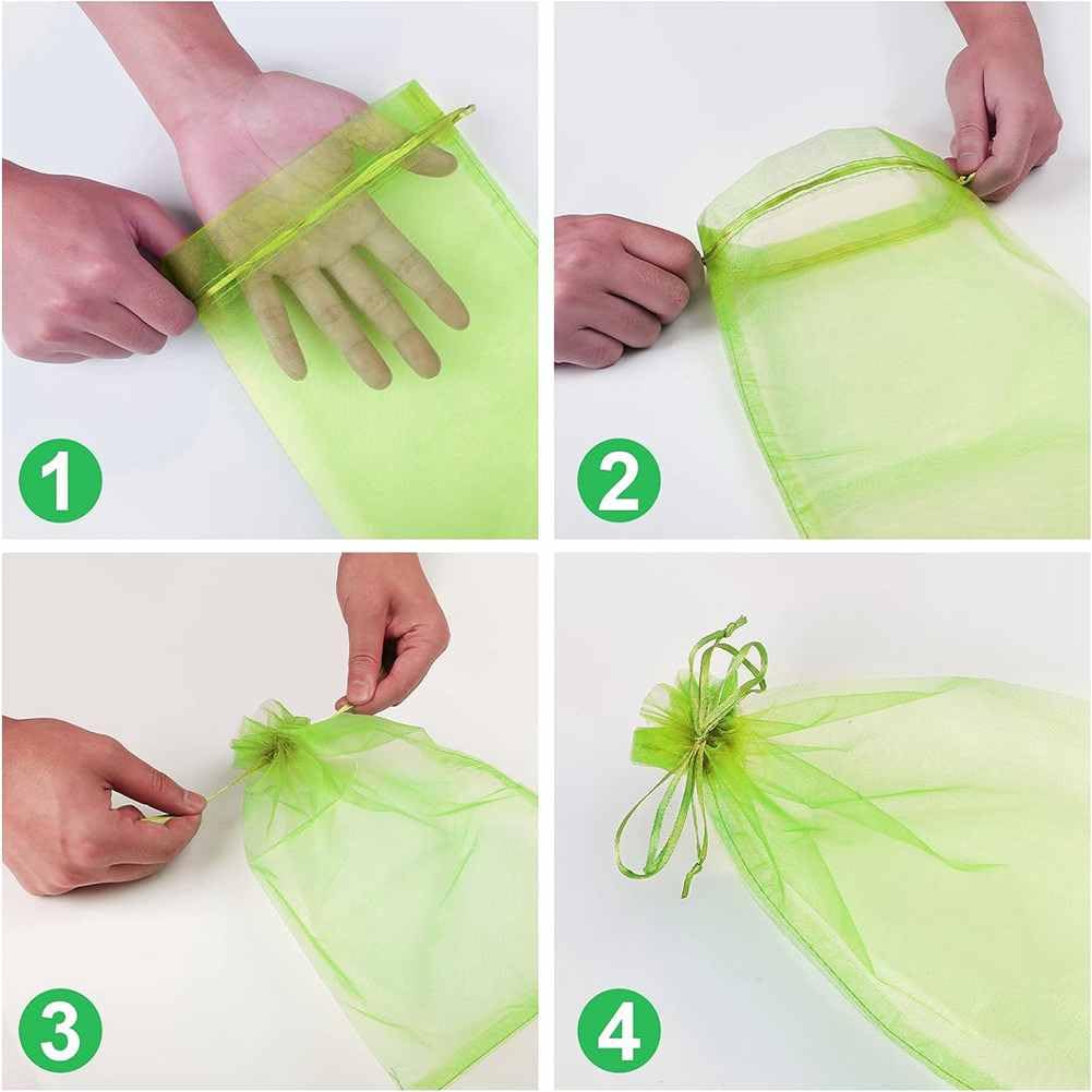 Sacchetti di protezione per uva, 30 x 40 cm, per frutta, con cordino, in organza, con cordino, da giardino, a rete, per frutta, da giardino, a rete