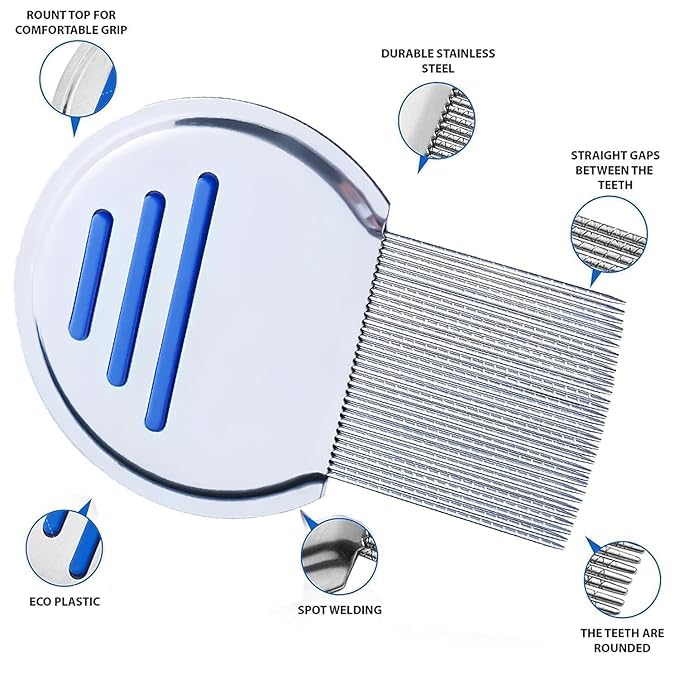 Image of Eminent Steel Lice & nits removal comb for women hair | Anti lice treatment Nit comb for lice eggs removal lice comb for Kids, Women & Men | Head lice comb eggs remover | Lies hair comb Nits & Lice remover products (Pack of 1)