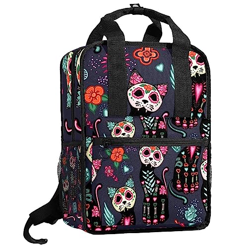 Sac à dos garçon motif tête de mort et ange multicolore 14x10in