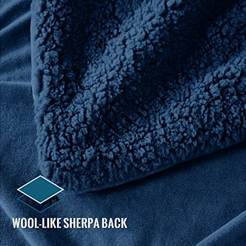 Kawahome Super Soft Minky Blanket King Size Extra Warm Pinched Pleat Sherpa Winter 410Gsm Blanket For Couch Sofa Bed, 108" X 90" (Navy Blue) #TOP3
