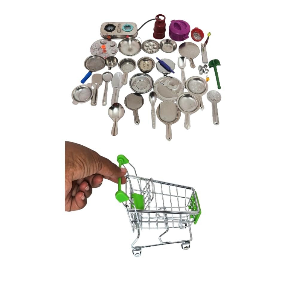Steel Kitchen Set for Kids/Kids Miniature Kitchen Set/Toys for Girls(Pack of 30pcs) Toy Mini Trolly/Small Shopping Cart (B0DGD4VCQT) Amazon Price History, Amazon Price Tracker