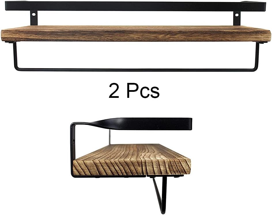 2 Pcs Pine Floating Wall Shelves, Pine Floating Wall Display Shelves