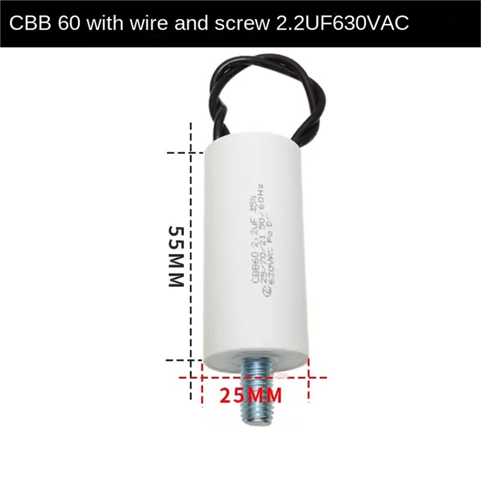 1 pièces CBB60 1UF ~ 2.2UF 630V moteur de ventilateur condensateur de démarrage soudeur condensateur fond avec vis(CBB60 3UF 450VAC)