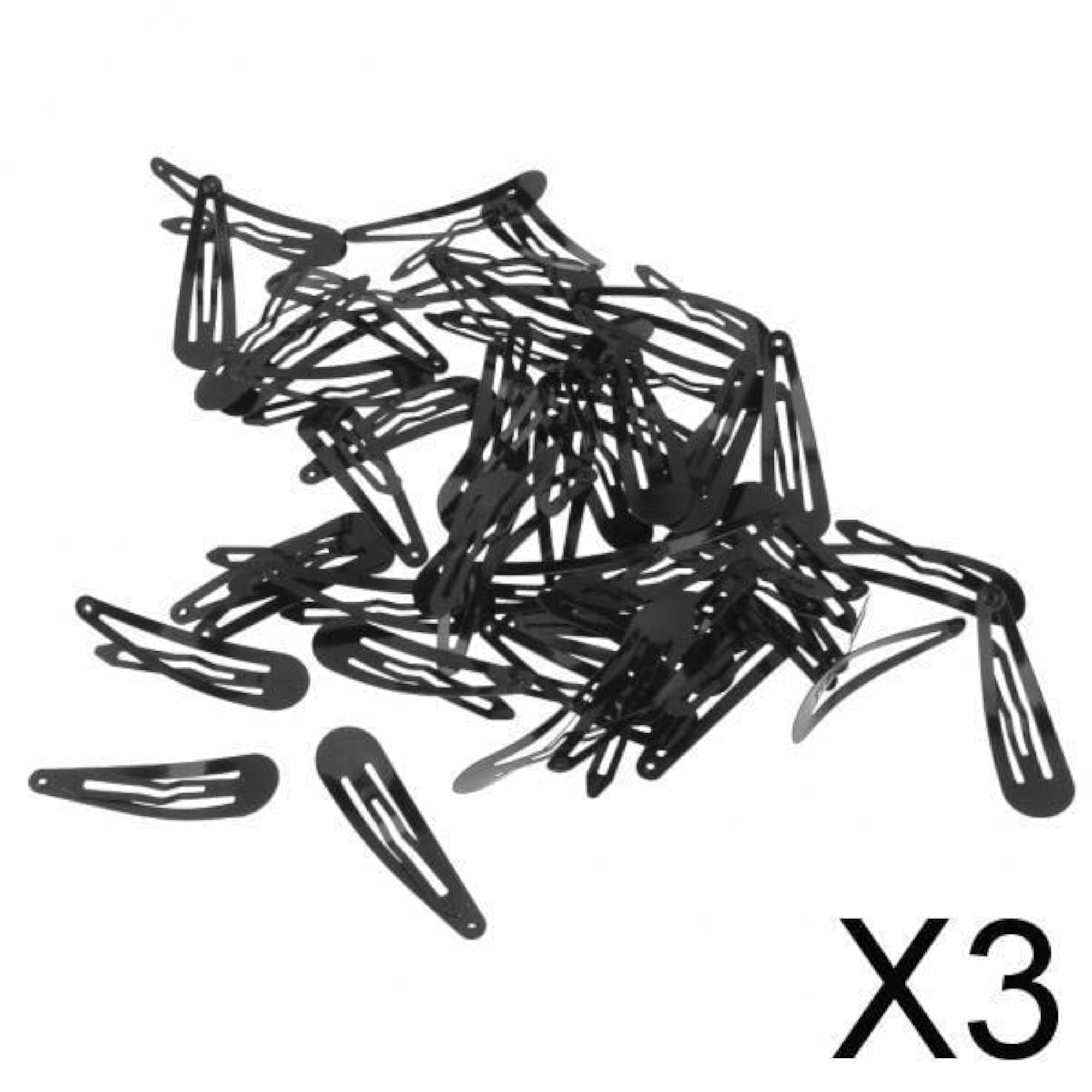 3x50Pcs Black Snap Clips, Snap Hair Clips Pins