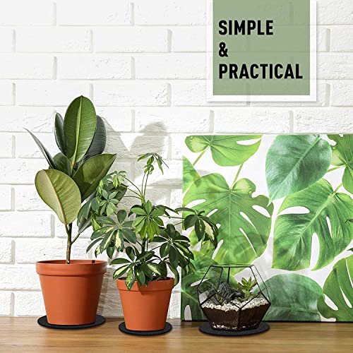 Image of GREENSHEEP Plant Pot Coaster Mat - Reversible Waterproof Round Absorbent Felt Fabric Plant Pad for Gardening Indoor and Outdoor Pots 4 /6 /8 /10 Inch (Dark Grey, 20 Pieces)