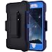 iPhone 6/6S Case, Crosstree Hybrid Rubber Plastic Impact Defender Rugged Hard Case with Built-in Screen Protector and Belt Clip Holster (Navy/Blue & Clip)
