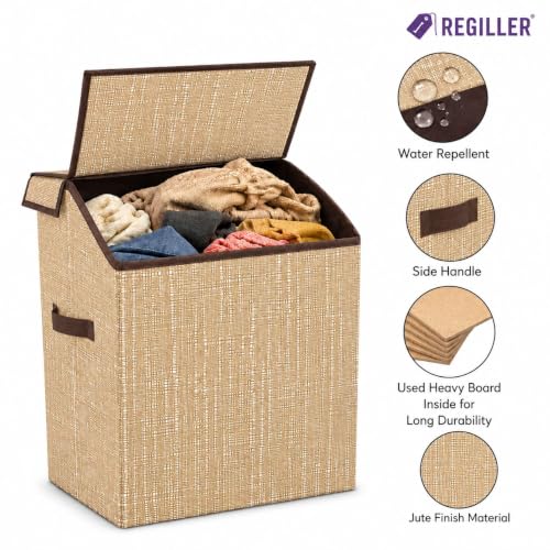 Image of Extra Large Laundry Bag 75 Liter, Foldable Fabric Laundry Basket with Lid & Carry Handles for Clothes Storage (1, chocolate)