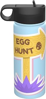 Happy Easter Egg Hunt 18oz Insulated Stainless Steel Space-Age Bottle With Straw And Carry Loop Designed For Outdoor Sports