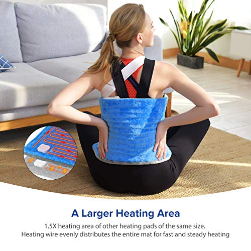 Heating Pad for Back Pain and Cramps Relief ATMOKO XL Electric Heat Pad 12"x25.5" Heat Pads 1.5X Heat Area Upgrade, Auto-Off, Washable, Fast Heating, Moist & Dry Heat Therapy Options