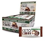 Keto Wise Fat Bombs - Made with Chocolate containing MCT Oil - Low Fat, Low Carb and Keto Friendly Snack - 7g Fat, 2g Net Carbs | Peanut Caramel Nougat, Pack of 16