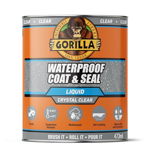 Gorilla Waterproof Coat & Seal Clear 473ml - Weatherproof Liquid Sealant | Stops & Prevents Leaks | For Roof Tiles Brick Wood Metal Concrete Stone Rubber Plastics*