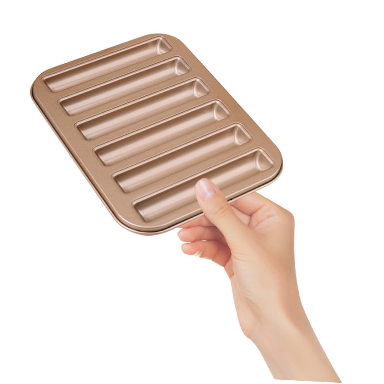 Housoutil 3 Pièces Moule à Pâtisserie 6 Empreintes Rectangulaires Antiadhésif en Métal Doré, Moule à Biscuits Fait Maison pour Gâteaux, Chocolats et Pâtisseries, Ustensile Cuisson pour Four