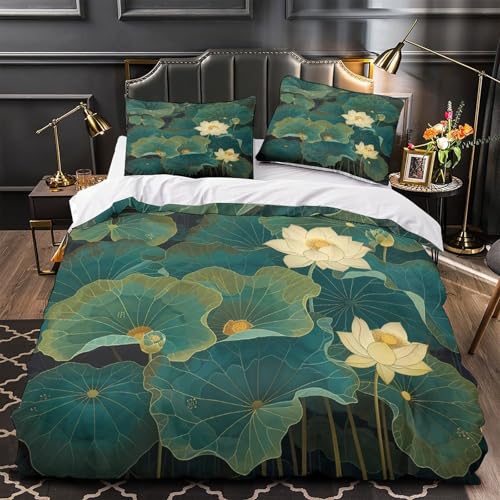 Housse de couette fleur de lotus imprimé 3D microfibre 140x200 - 2