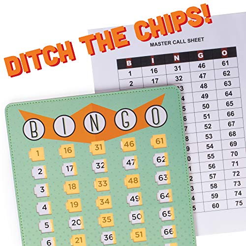 Shutter Bingo Masterboard & 25 Game Cards - Standard & Jumbo Size Fingertip Slide Gaming Board Set - Reusable Chart Cards For Number Calling For Senior Rec Room Night, Classrooms, Or Family Fun #TOP3