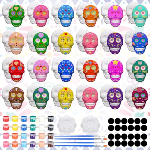 Simgoing 24 Sets Day of The Dead Sugar Skull Ceramic