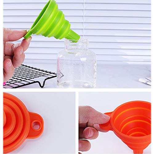 Winlauyet 3 Pack Silicone Collapsible Funnel Kitchen Funnel For Water Bottle Oil Liquid Powder Transfer Portable Food Grade Silicone Funnel (Blue) #TOP7
