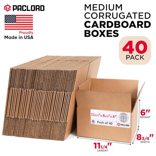 Image of Medium Cardboard Boxes 11 1 /4 inchL x 8 3 /4 inchW x 6 inchH (Pack of 40) - USA-Made Packing Boxes for Moving, Shipping, or Storage - USPS, UPS, FedEx Approved - Professional Packing Supplies for Moving | USA-Made Packing Boxes for Moving, Shipping, or Storage - USPS, UPS, FedEx Approved - Professional Packing Supplies