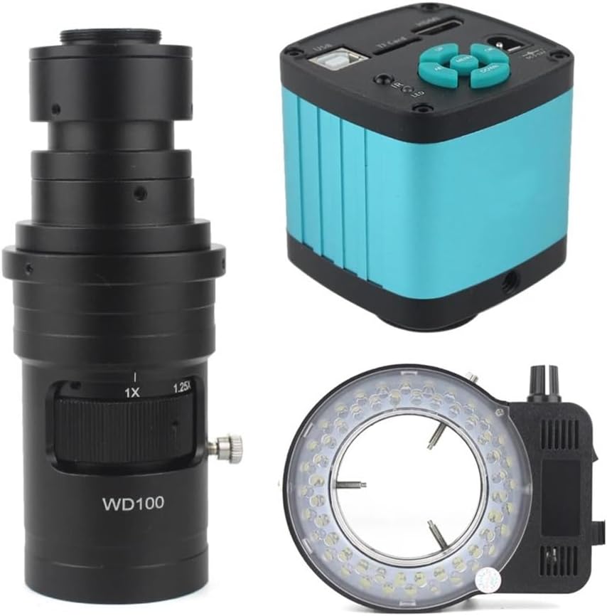 ZTBH Microscope Accessories Kit 48MP 4K 1080P HDMI USB Industrial Video Microscope Camera 200X Zoom C Mount Lens Suitable for Phone Repair Soldering Tools Microscope Slides(Color:E only Lens)