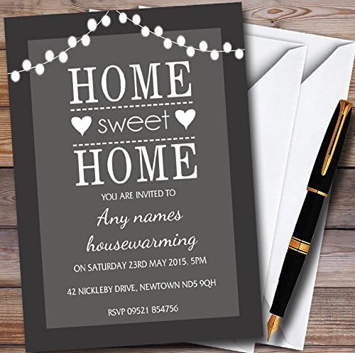 Grey String Lights Personalized Housewarming Party Invitations