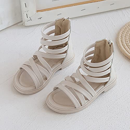 Toddler Girl Dress Shoes Children Shoes Open-Toed Non-slip Soft-soled Princess Beach Sandals Kids Girls Girl's shoes (Beige, 10 Little Kid)4