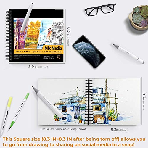 Mix Media Pad, Ohuhu Square 8.3"x8.3" (Inner Size) Mixed Media Art