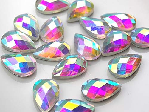 Strass A Goccia Hotfix 8x13mm Aurora Boreale - 20 Pezzi, Termoadesivi Per Abiti, Scarpe, Fai Da Te