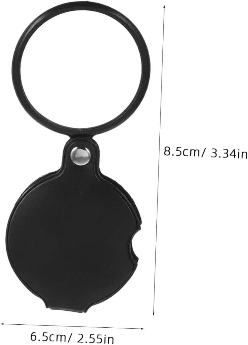 3pcs Folding Pocket Magnifying Glass 5X Portable Handheld Reading Magnifier with Protective Sheath, Small 6cm Black Lens for Jewelry Making, Close Work and Hobby Use