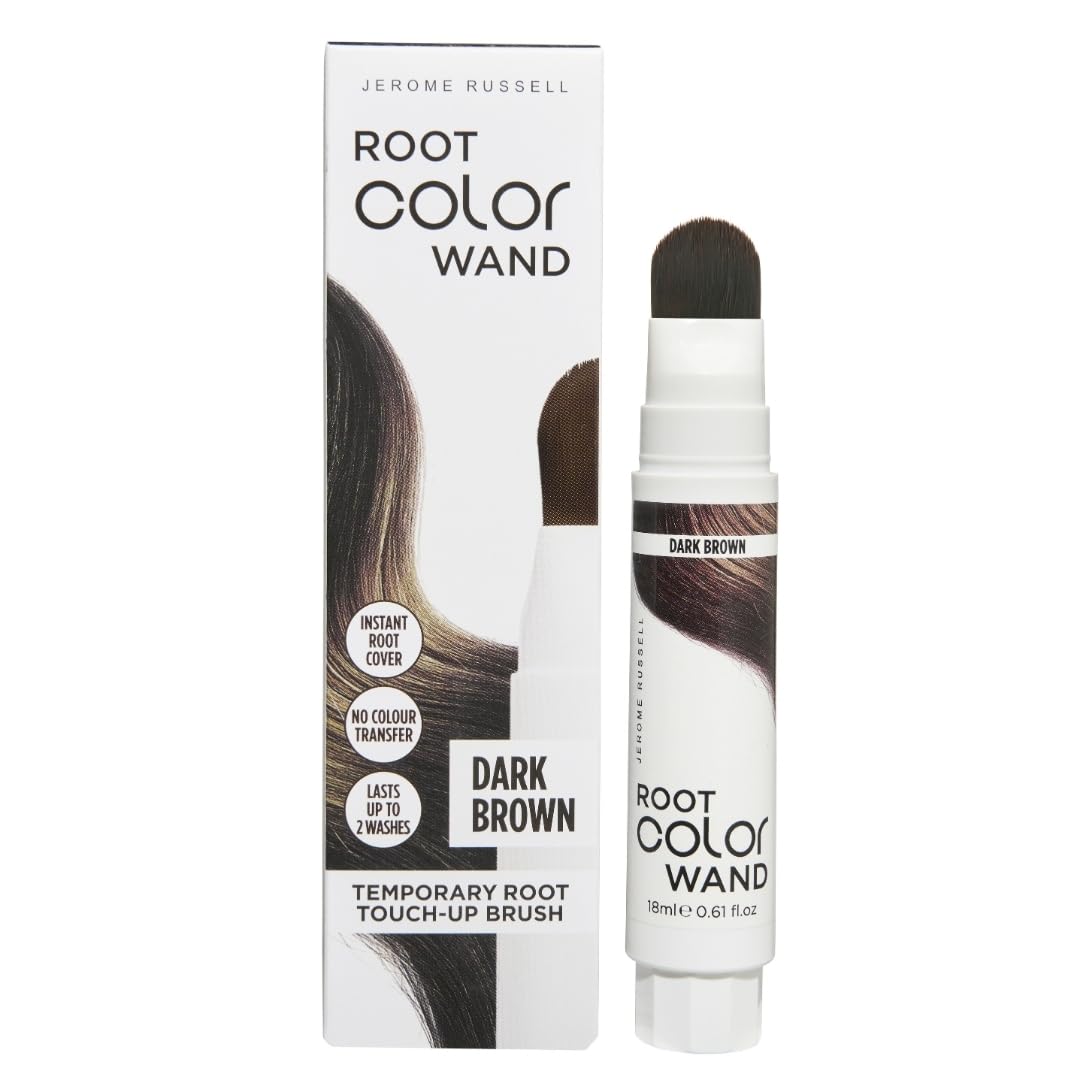 Jerome Russell Root Color Wand in DARK BROWN | Instant Up To 100% Grey Coverage | Non-Sticky Formula | Long-Lasting Results | 18ml