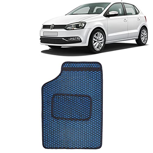 Image of Kingsway Dotted Design Car Floor Foot Mats Universal Fit for Volkswagen Polo, Model Year : 2009 Onwards, Water and Dustproof, Color Blue, Set of 5 Pieces