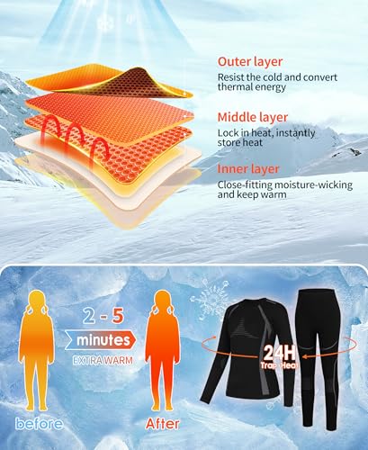 beautyin Thermal Underwear for Kids Athletic Thermals Top and Bottom Set Boys Girls Long Johns Set Winter Base Layer4