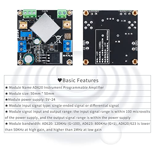 Ec Buying Ad620 High Accuracy Low Power Programmable Instrumentation Amplifier Module, Voltage Amplifier Module, Differential Amplifier Single-Ended/Differential Small Signal/Small Amplifiers Module #TOP3