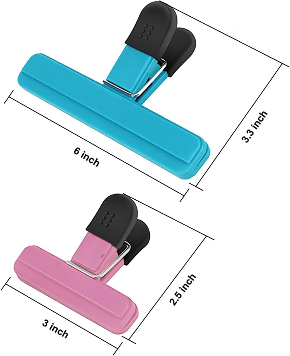 Chip Clips, 8 Pack Food Clips, Snack Bag Clip, Plastic Heavy Duty Seal Grips for Food Storage, Home, Office and More (4 x L, 4 x S)