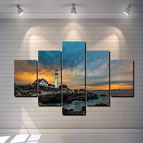 Impression sur toile 5 pièces phare tableau mural photo salon
