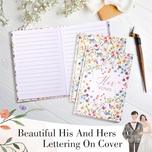 Image of Engrowtic Set of 2 Wedding Vow Books His and Hers (6.06x4.17) Premium Wedding Keepsake Essentials Elegant Bridal Shower Engagement Ceremony Gift for Bride Groom(Colorful,Wildflowers)