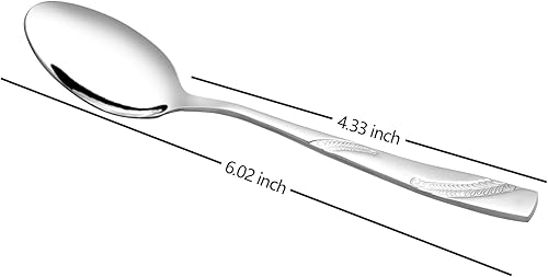 Miniatura 3 de Cuchara de postre de acero inoxidable de 16 piezas, juego de cubiertos de cuchara de postre de 6.02 pulgadas